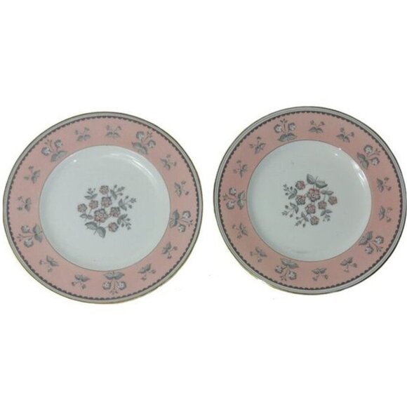 Vintage Set of 2‎ Wedgwood PIMPERNEL PINK Bone China Salad Plates  W3652 - Picture 1 of 5